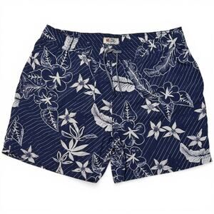 Reyn Spooner Swim Trunks Men's XL Hawaiian Floral Blue Shorts 6.5" Inseam